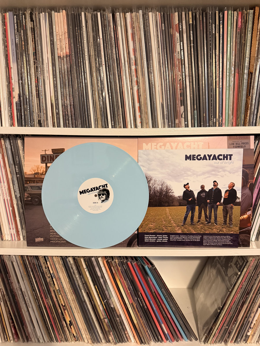 Out Of Bright baby blue vinyl and full color insert